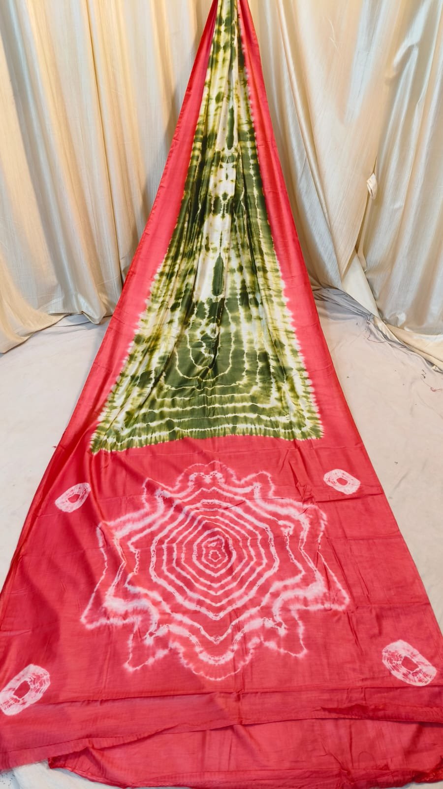 Mystic Shibori printed Bafta Silk Saree