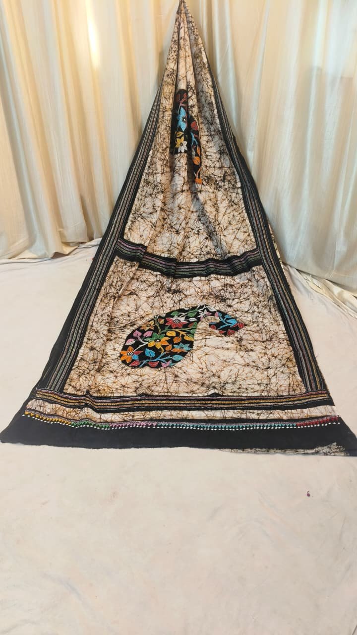 Aam Kalka Design Batik Kantha Handstitch Saree